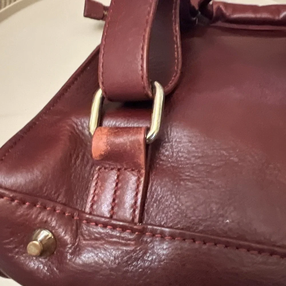 VTG WILSON LEATHER PELLE STUDIO BACKPACK DARK RED MESSENGER STYLE NICE W Handle